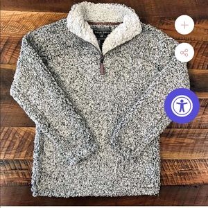 NWT True Grit Fuzzy Charcoal Frosted Quarter Zip